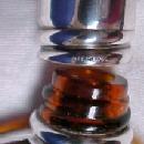 FLASK Amber Sailboat Sterling Overlay - Glass