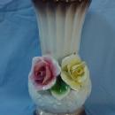 Red and Yellow Rose Decorated CAPODIMONTE Pottery Vase
