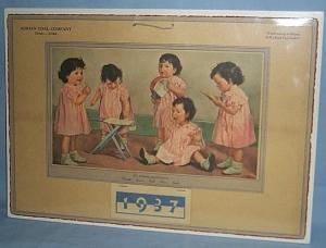 ADRIAN COAL COMPANY Advertising 1937 Calendar with THE DIONNE QUINTUPLETS Illustration