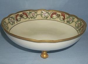 Bavarian Three Footed FISH and Gold Decorated Porcelain Bowl