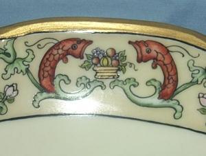 Bavarian Three Footed FISH and Gold Decorated Porcelain Bowl