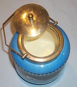 English MAJOLICA Sea Scene Covered Biscuit Jar - Porcelain