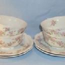 Four Pink Porcelain APPLE BLOSSOM Pattern Cups and Saucers