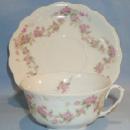 Four Pink Porcelain APPLE BLOSSOM Pattern Cups and Saucers