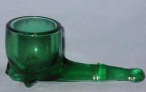 Forest Green Glass PIPE SHAPE Toothpick Holder