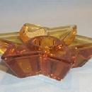 Two Czech Bohemia Amber Glass Star Shaped Candle Holders in Box