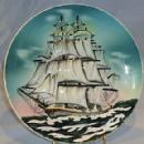 MAJOLICA LIKE Sailing Ship Wall Hanging Porcelain Plate
