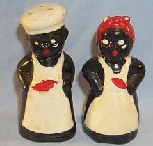 BLACK CHEF AND MAMMY Ceramic Salt and Pepper Shakers - Ethnographic