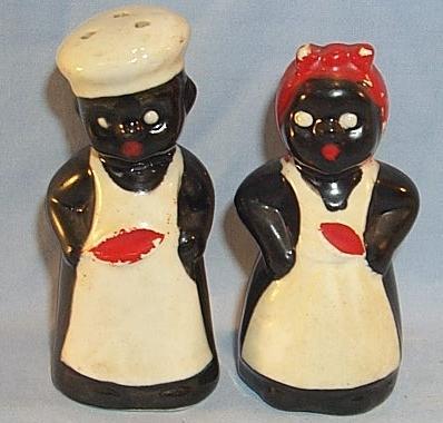 BLACK CHEF AND MAMMY Ceramic Salt and Pepper Shakers - Ethnographic