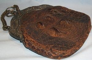 Victorian ALLIGATOR PURSE with Brass Hardware and Chain Handle - Misc.