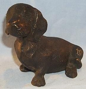 Bronze SITTING DOG Figurine - Metalware