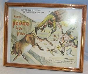 SMOKE PEDRO CUT PLUG Advertising Print in Glassed Frame - Ethnographic