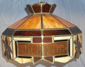 Anheuser-Busch MICHELOB Advertising Leaded Glass Hanging Lamp