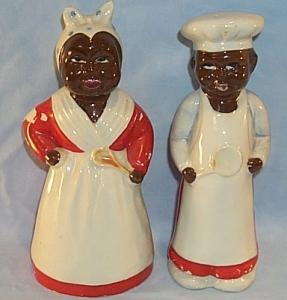 Ceramic BLACK CHEF AND MAMMY Salt and Pepper Shakers - Ethnographic