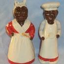 Ceramic BLACK CHEF AND MAMMY Salt and Pepper Shakers - Ethnographic