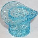 Top Hat DAISY AND BUTTON Pattern Blue Glass Toothpick Holder