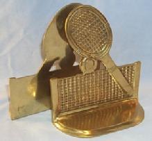 Polished Brass TENNIS RACKET Bookends Metalware