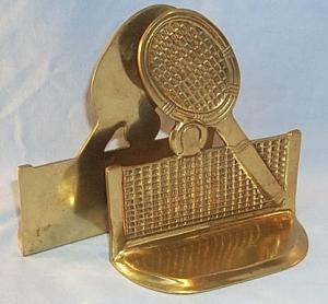 Polished Brass TENNIS RACKET Bookends Metalware