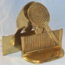 Polished Brass TENNIS RACKET Bookends Metalware