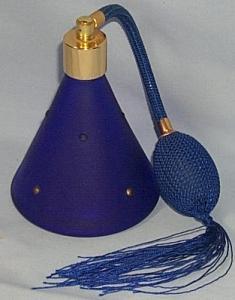 Satin Cobalt Blue Glass Perfume Atomizer.