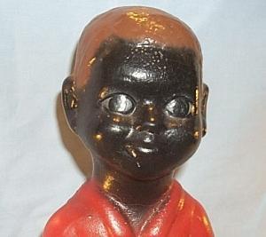 BLACK BOY SITTING ON STUMP FISHING Concrete Figurine - Ethnographic