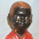 BLACK BOY SITTING ON STUMP FISHING Concrete Figurine - Ethnographic