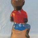 BLACK BOY SITTING ON STUMP FISHING Concrete Figurine - Ethnographic