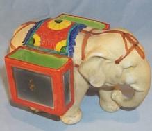 Colorful Porcelain ELEPHANT Matchholder - Tobacciana