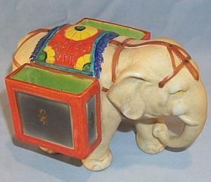Colorful Porcelain ELEPHANT Matchholder - Tobacciana