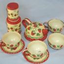 WOLVERINE Tin Toy Nine Piece Strawberry Decorated Child's Tea Set