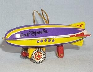 Two GRAF ZEPPELIN Tin Toy Ornaments in Box