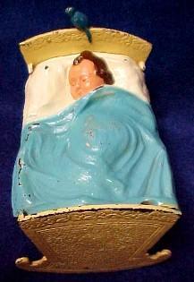Cast Iron Cradle Bank with Baby - Toys