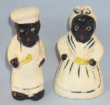 Black Chef and Mammy Porcelain Salt and Pepper Shaker Set - Ethnographic