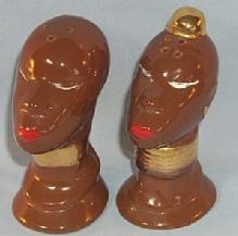 Brown Native Couple Porcelain Salt and Pepper Shaker Set - Ethnographic