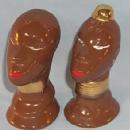 Brown Native Couple Porcelain Salt and Pepper Shaker Set - Ethnographic
