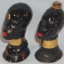 Black Native Couple Porcelain Salt and Pepper Shaker Set - Ethnographic