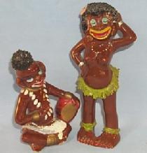 Black Native Couple Porcelain Figurines - Ethnographic