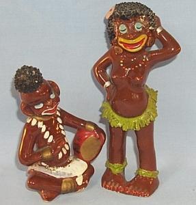 Black Native Couple Porcelain Figurines - Ethnographic