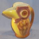 Unusual Brown/Yellow Bird Pottery Pitcher