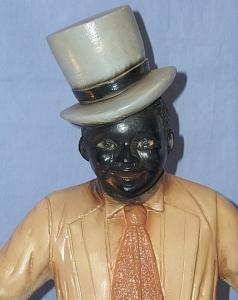 Ceramic BLACK MAN IN TOP HAT SITTING ON COTTON BALE Figurine - Ethnographic