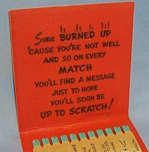 HALLMARK CARD Novelty Get Well SCRATCH Giant Book of Matches - Tobacciana