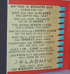 HALLMARK CARD Novelty Get Well SCRATCH Giant Book of Matches - Tobacciana