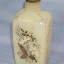 Frosted Glass Barber's Bottle Victorian Hand Painted Flower Design.