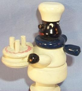 Ethnographic BLACK CHEF WITH CAKE Wooden Figurine