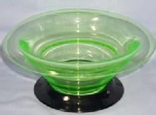 Large Clear Glass VASELINE BOWL On Black Glass Stand