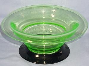 Large Clear Glass VASELINE BOWL On Black Glass Stand