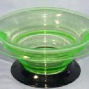 Large Clear Glass VASELINE BOWL On Black Glass Stand