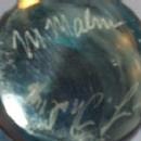 Signed Blue/Clear Base Art Glass Perfume Bottle With Etched And Frosted Bud Design