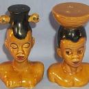 Ethnographic Black Native Couple Porcelain Salt and Pepper Set