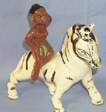 Ethnographic Black Native Girl on Zebra Porcelain Planter